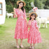 Mommy And Me Love V-neck Trumpet Sleeve Parent-child Dress